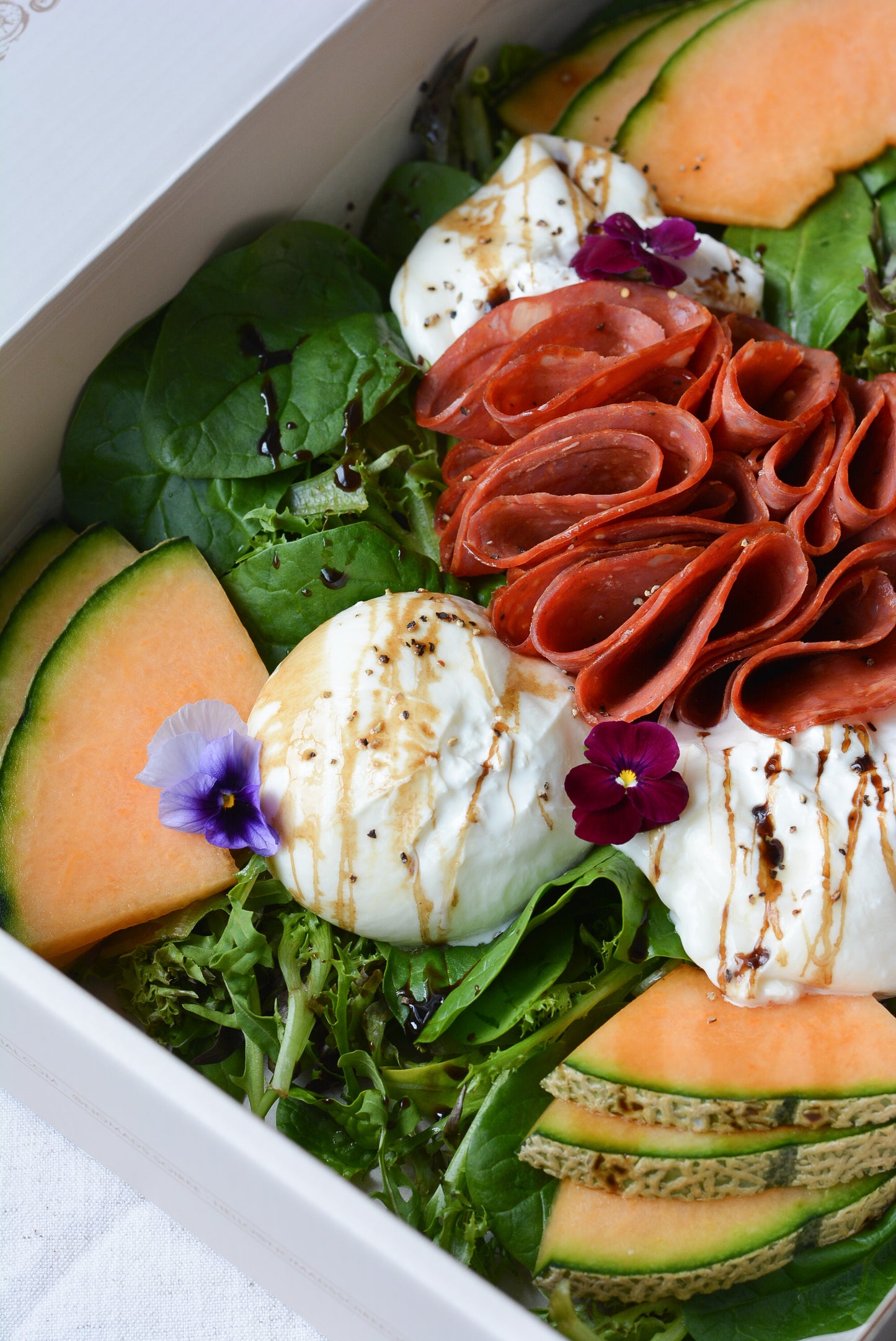 Buratta, Melon & Salami Salad